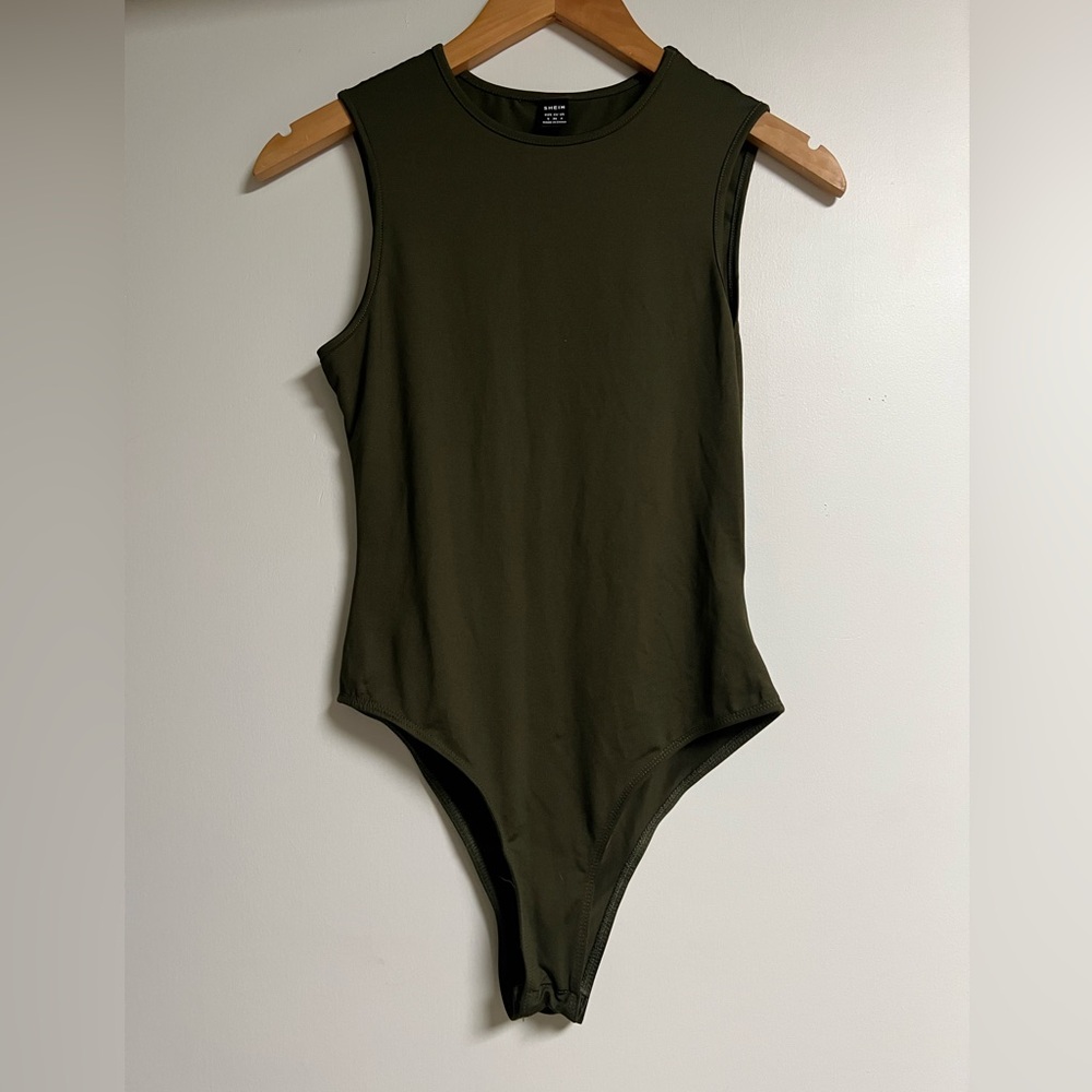 Olive Green Sleeveless Bodysuit